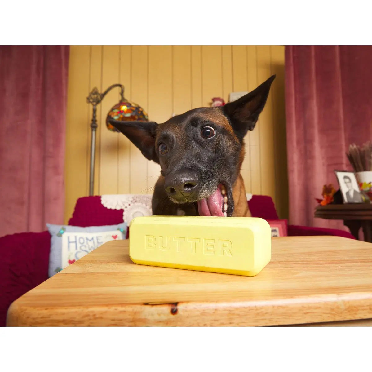 BARK Super Chewer Solid Rubber Dog Toy - Pass the Butter for Large Dogs