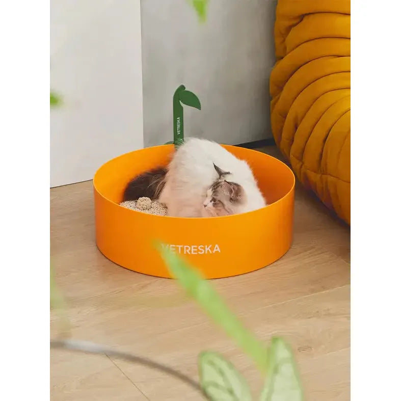 Vetreska Functional and Efficient Tangerine-Colored Cat Litter Box for All Cat Sizes