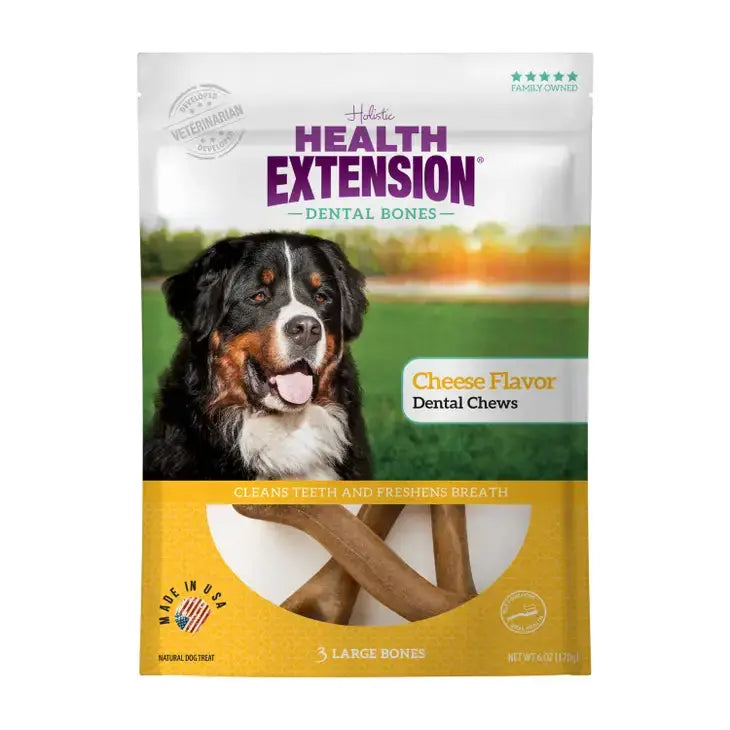 Health Extension 5.9 oz Dental Dog Bones with Irresistible Cheese Flavor