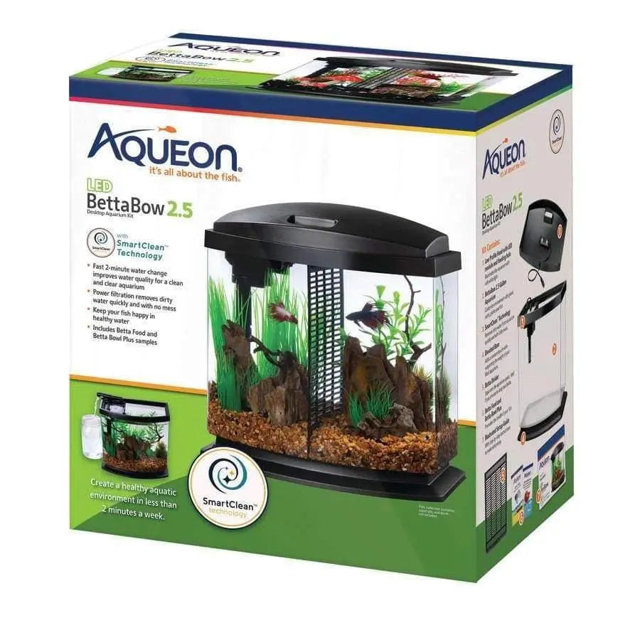 Aqueon 2.5 - gallon SmartClean Black LED Betta Bowl Aquarium Kit for Fish Keepers
