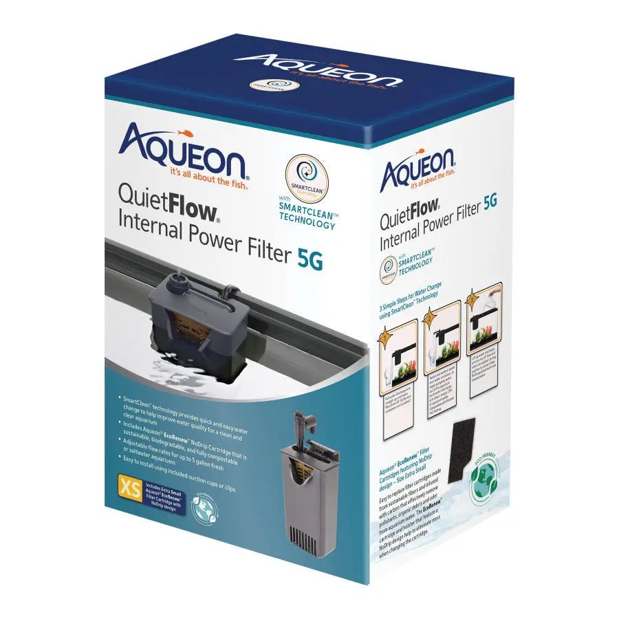 Aqueon QuietFlow® Internal Aquarium Filter with Innovative SmartClean™ Technology for Enhanced Water Quality