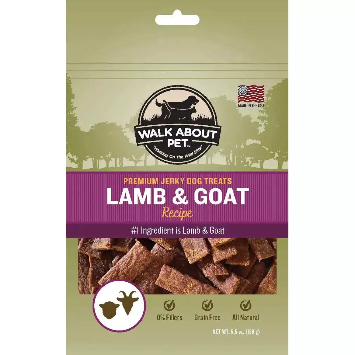 Walk About Premium Pet Lamb and Goat Jerky Dog Treats for All Breeds
