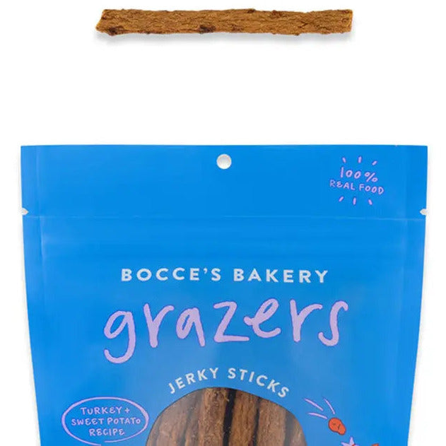 Bocce's Bakery Premium 4-ounce Turkey Grazers Jerky Sticks - Ideal Dog Treats