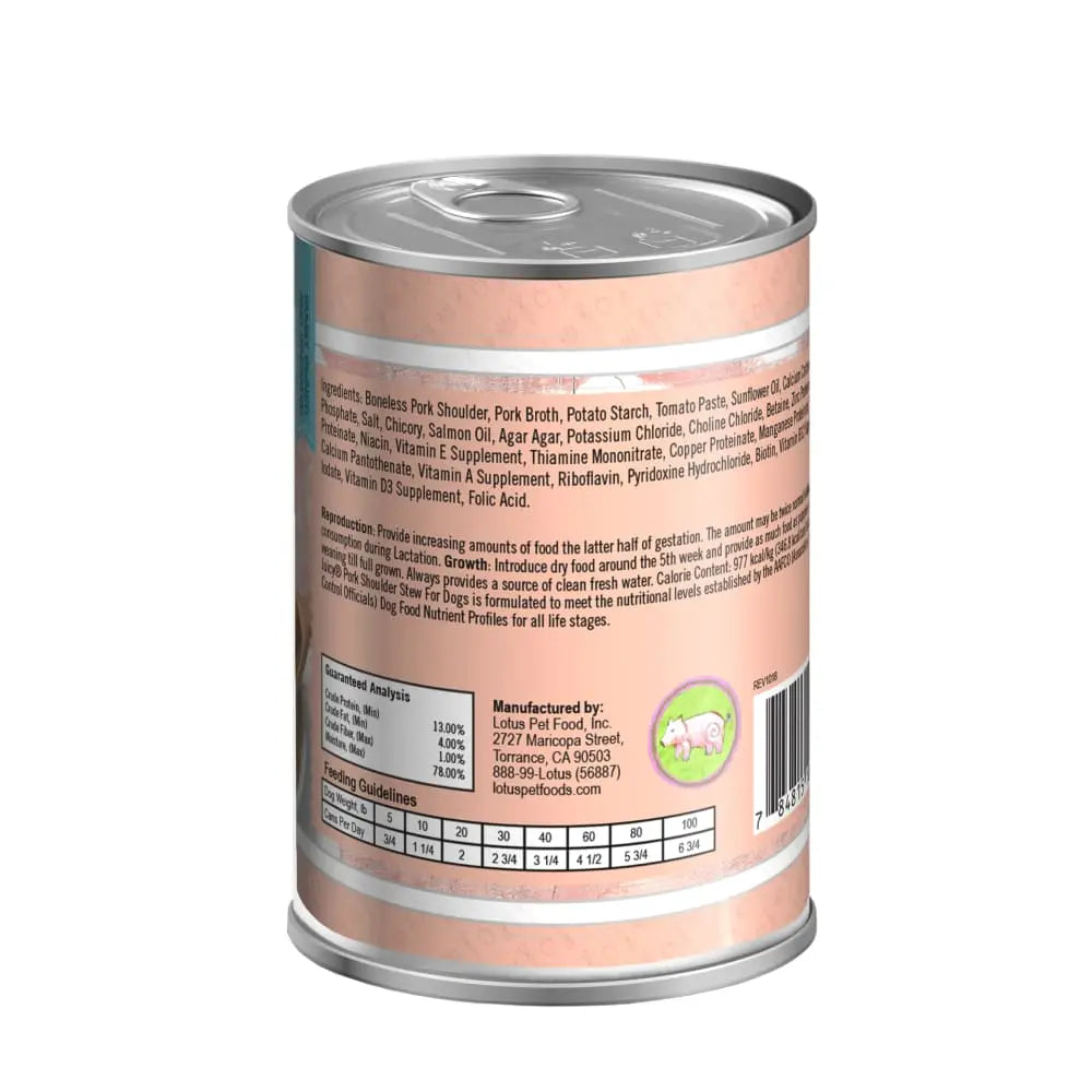Grain-Free Lotus Just Juicy Canned Dog Food with Pork Shoulder Stew