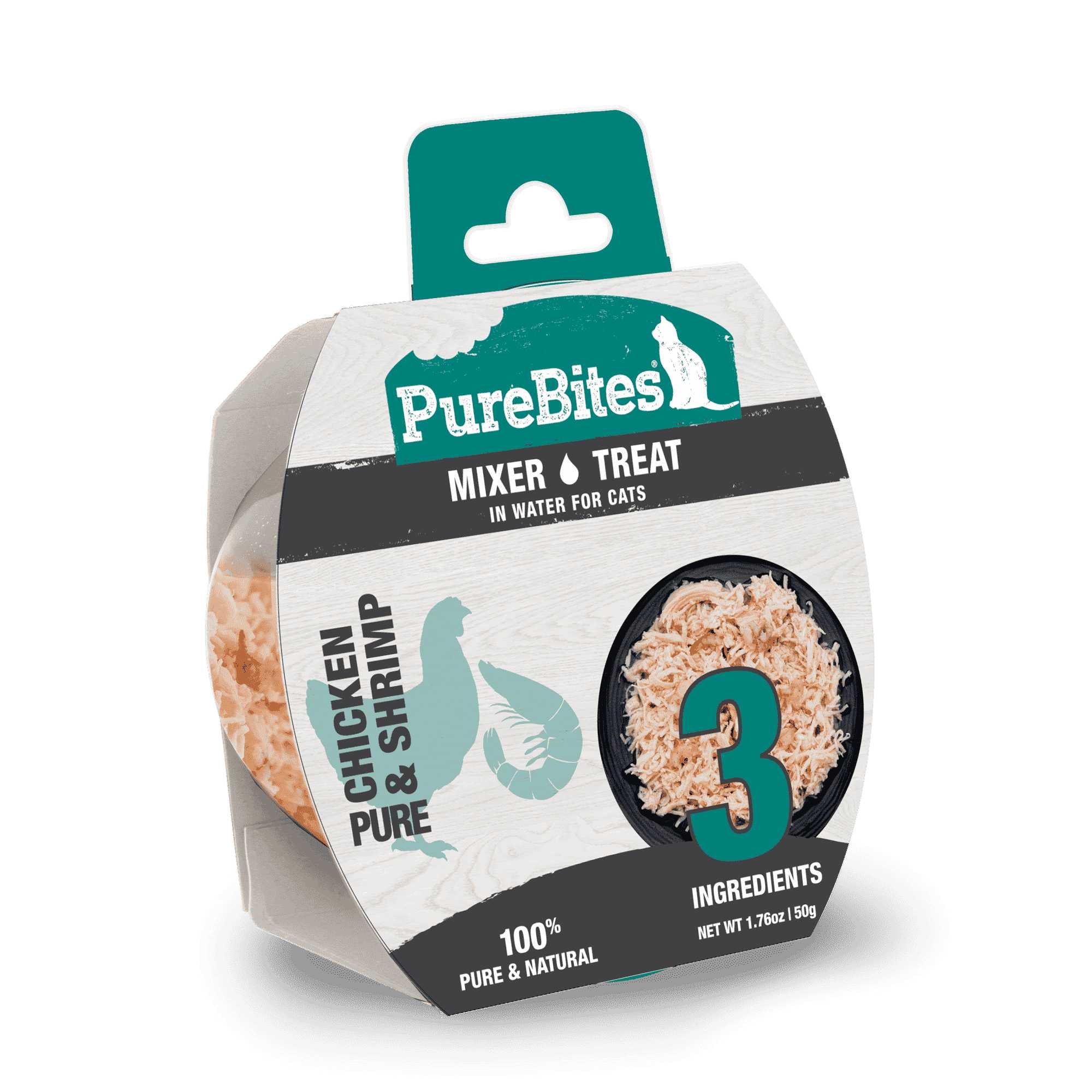 PureBites Mixers Premium Chicken Breast and Wild-Caught Ocean Shrimp in Water Cat Food - Pack of 12 Trays, Each 1.76 oz