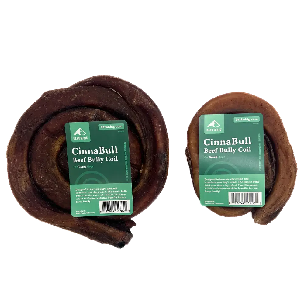 BarkNBig CinnaBull Single-Pack Bully Coil Dog Treats - Aromatic & Long-Lasting