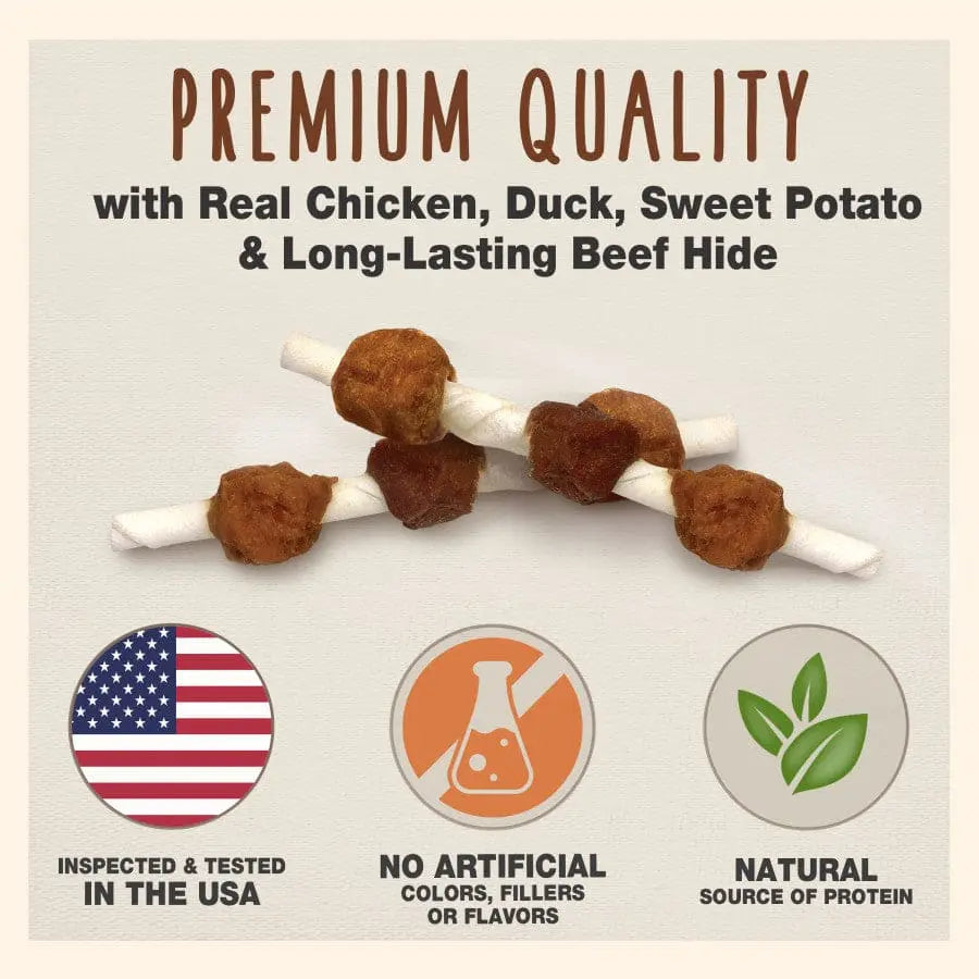 Cadet Gourmet Low - Fat Beef Hide Shish Kabob Dog Treats for Long - Lasting Chewing