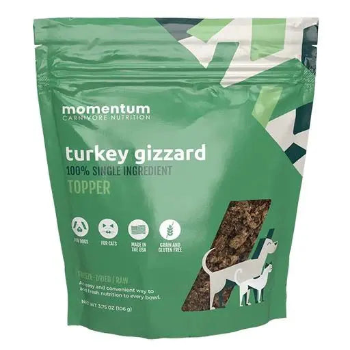 Momentum Carnivore Nutrition Freeze-Dried Raw Turkey Gizzard Topper for Pets