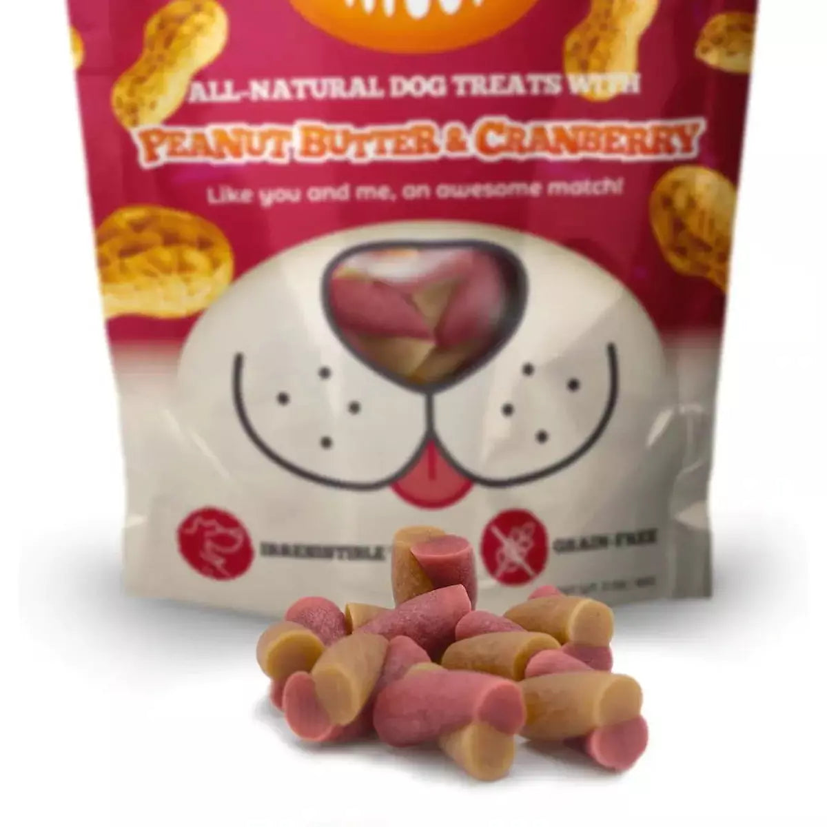 Delicious All - Natural Peanut Butter and Cranberry Dog Treats, 3 - Ounce Package