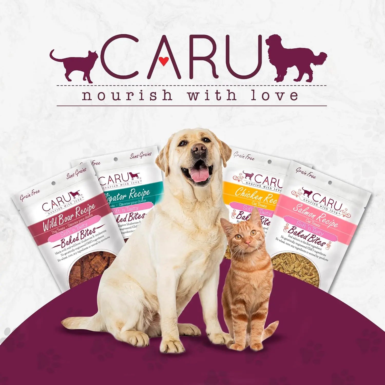Caru Premium Grain - Free Soft and Delicious Baked Bite - Style Dog Treats with Alligator Recipe