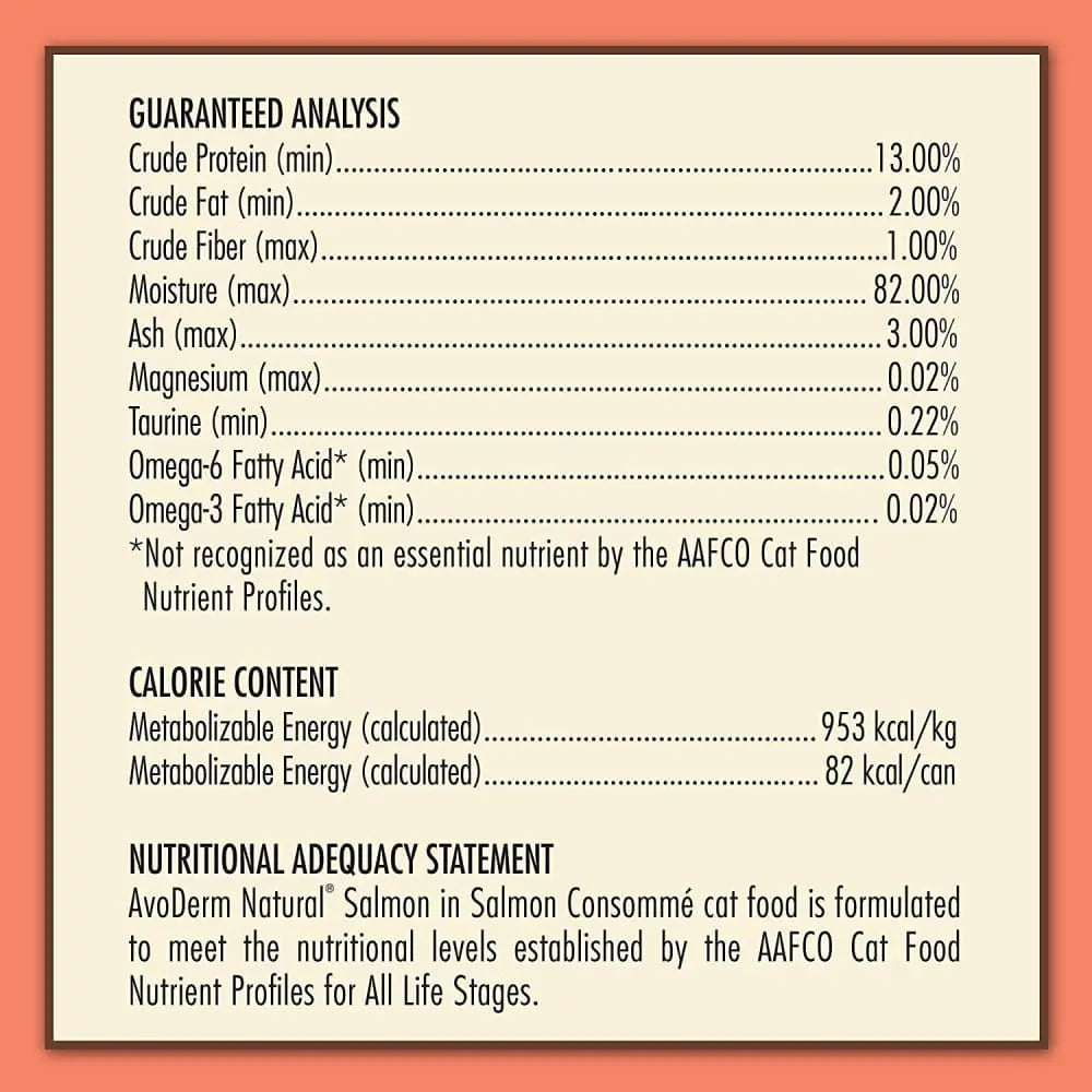 AvoDerm Grain - Free Natural Wet Cat Food with Wild - Caught Salmon, 24 x 3 oz