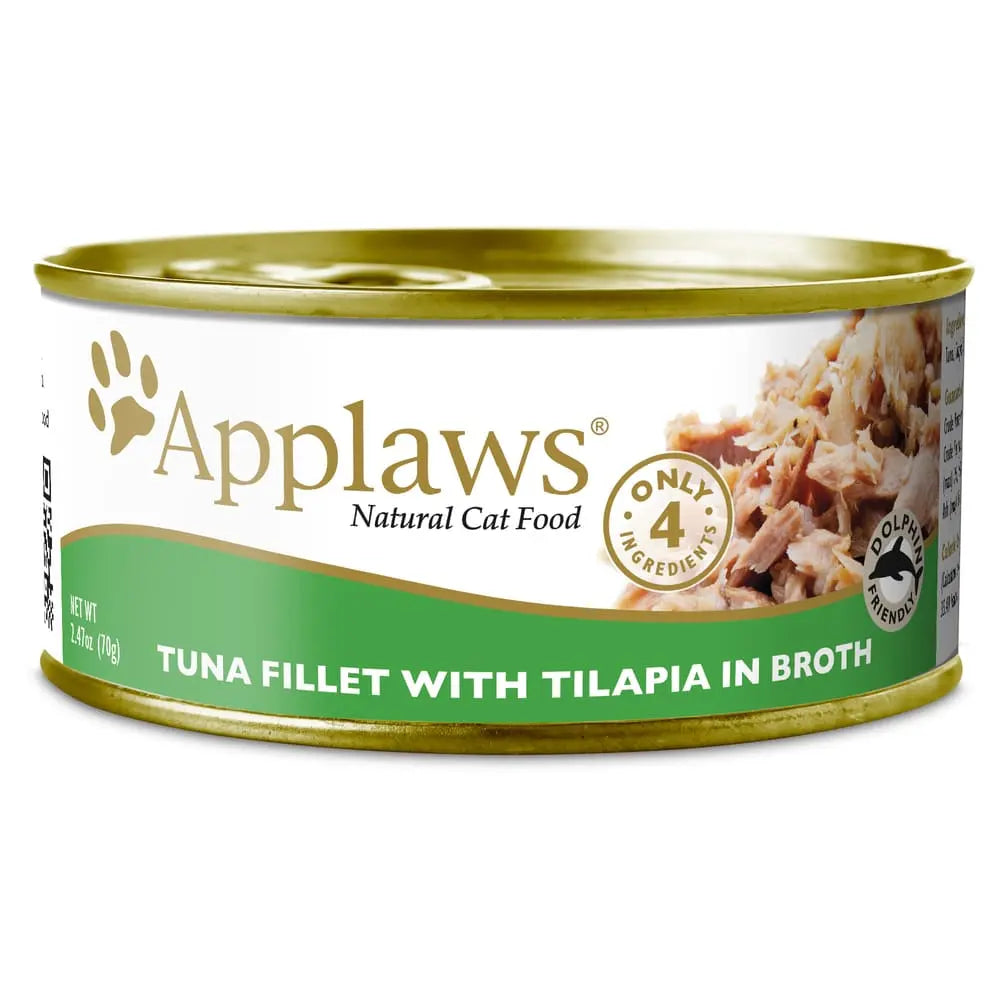 Applaws Premium Natural Wet Cat Food - Canned Tuna with Tilapia in Broth, 2.47 - ounce Can