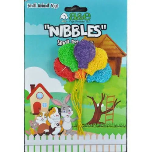 AE Cage Company Nibbles Colorful Balloon - Shaped Loofah Chew Toy for Small Pets