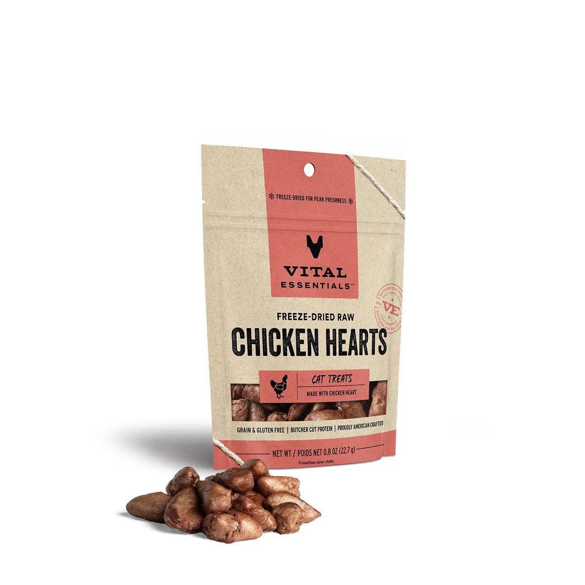 Vital Essentials® 0.8 oz Freeze-Dried Chicken Hearts: Healthy Cat Treats