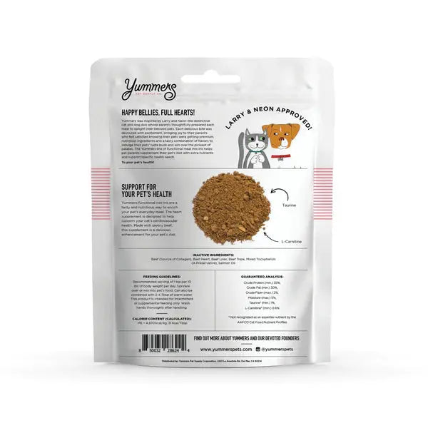 Yummers Heart Support Beef Flavored Supplement Mix-in Cat Food Topper - 4 Ounce Package