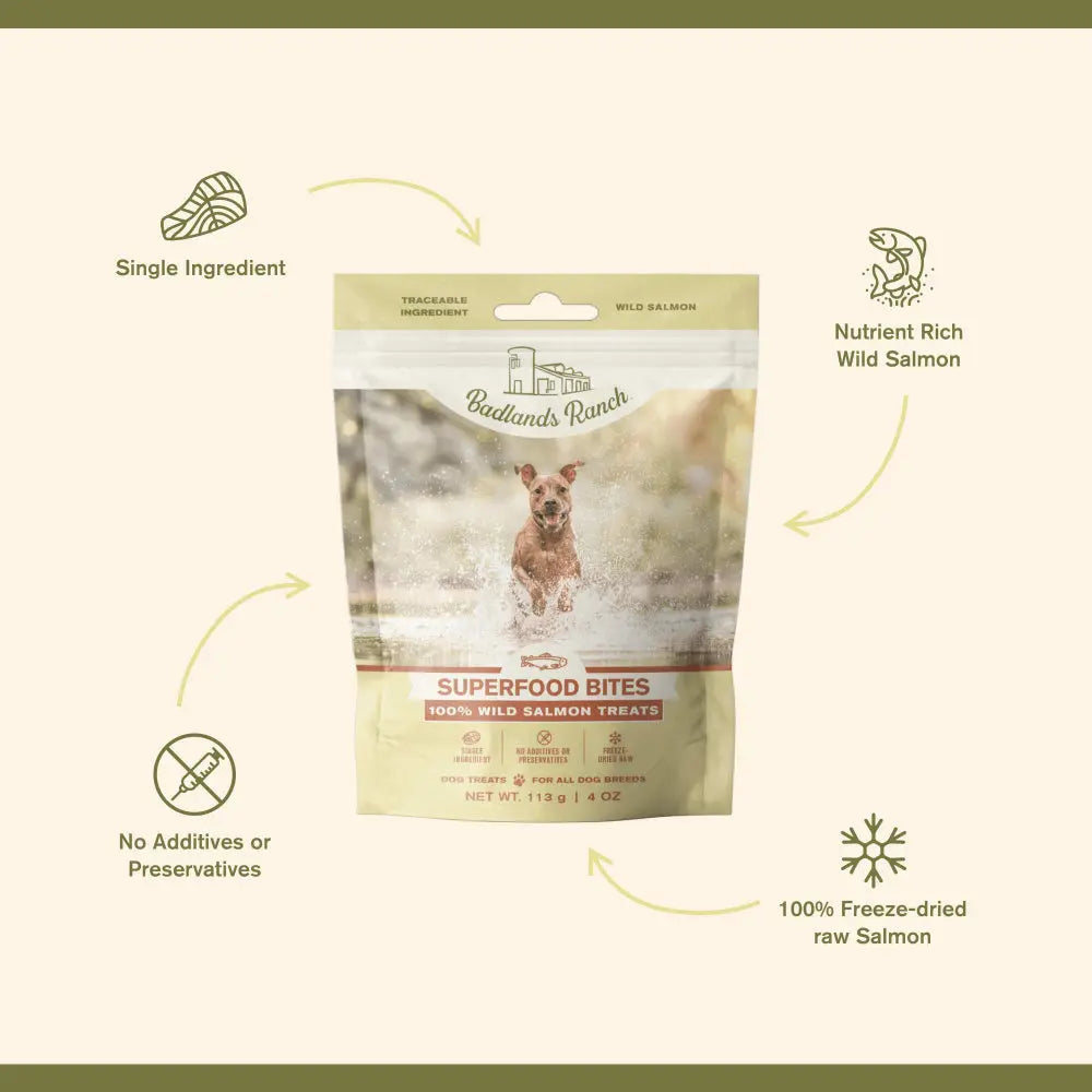Badlands Ranch 4oz Grain-Free Freeze-Dried Wild-Caught Salmon Dog Treats