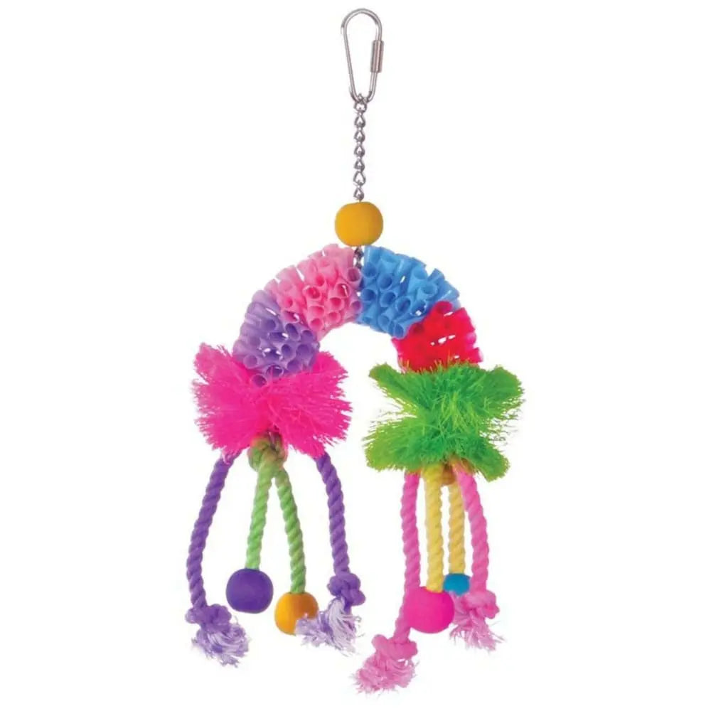 Calypso Creations Colorful Multi - Colored Over the Rainbow Bird Shredding and Pulling Toy, Dimensions: 4.5 Inches by 9 Inches