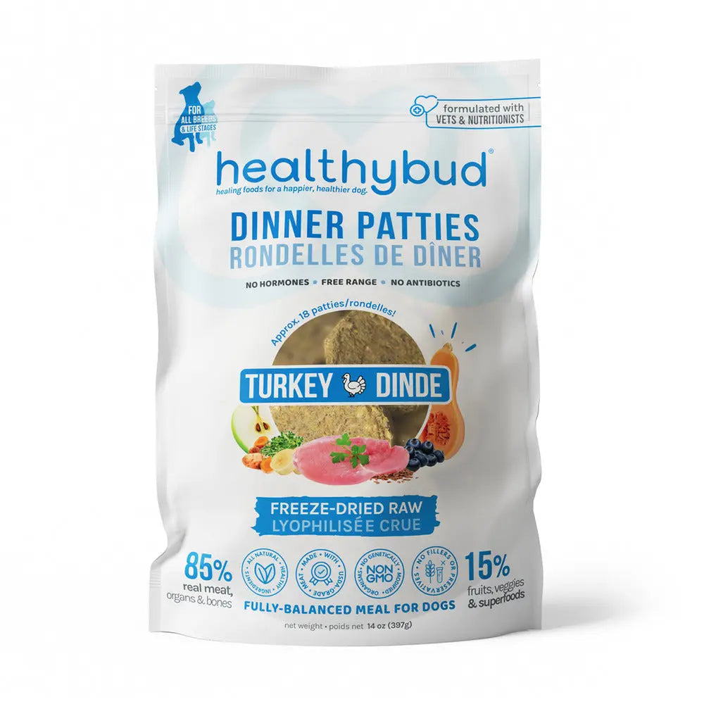 Healthybud 14 oz Freeze - Dried Turkey Patties Premium Dog Food