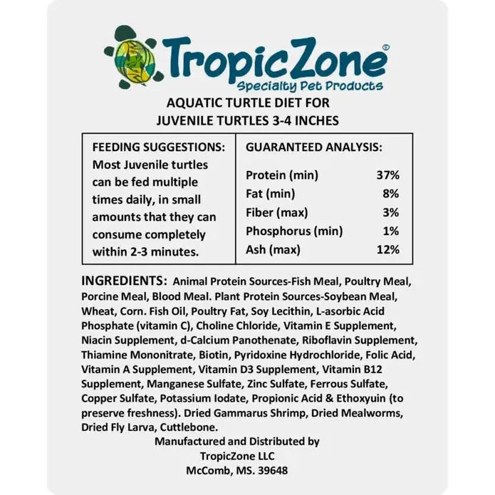 TropicZone Stage-3 Aquatic Juvenile Turtle Diet with Dual-Pellet Formula