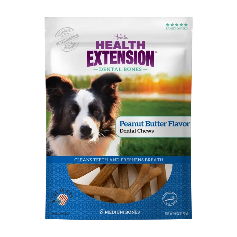 Health Extension Canine Dental Treats with Delicious Peanut Butter Flavor