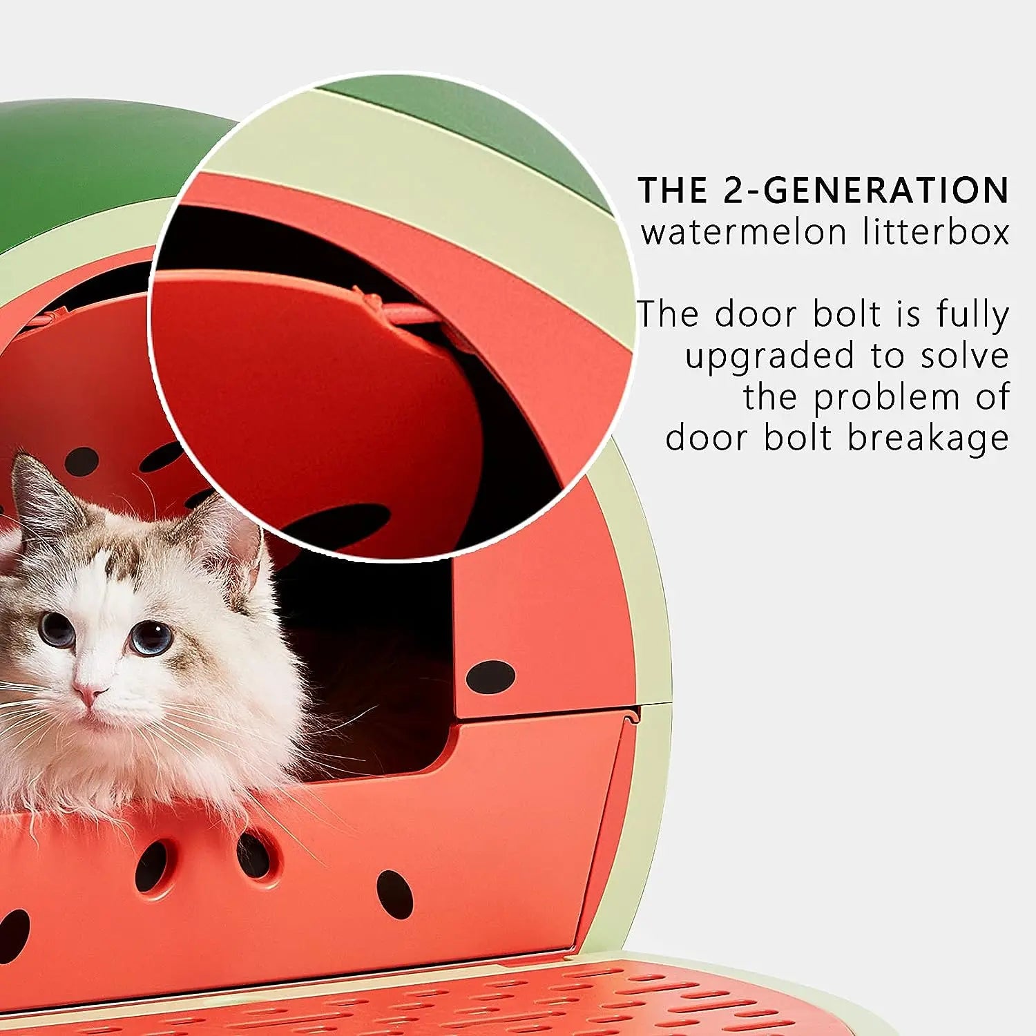 Vetreska Watermelon-Styled Odor-Controlling Kitty Litter Box with Lid and Scoop Set for Feline Companions