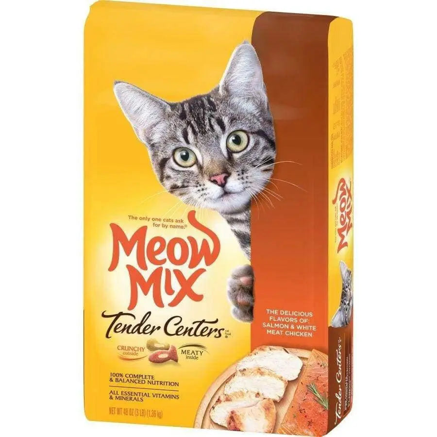 Meow-Mix Dry Cat Food with Tender Centers in Irresistible Salmon and Chicken Flavors