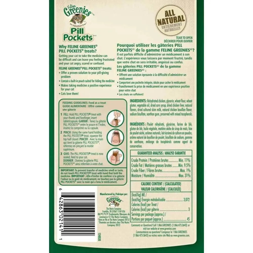 Greenies Chicken - Flavored Feline Pill Pockets Cat Treats