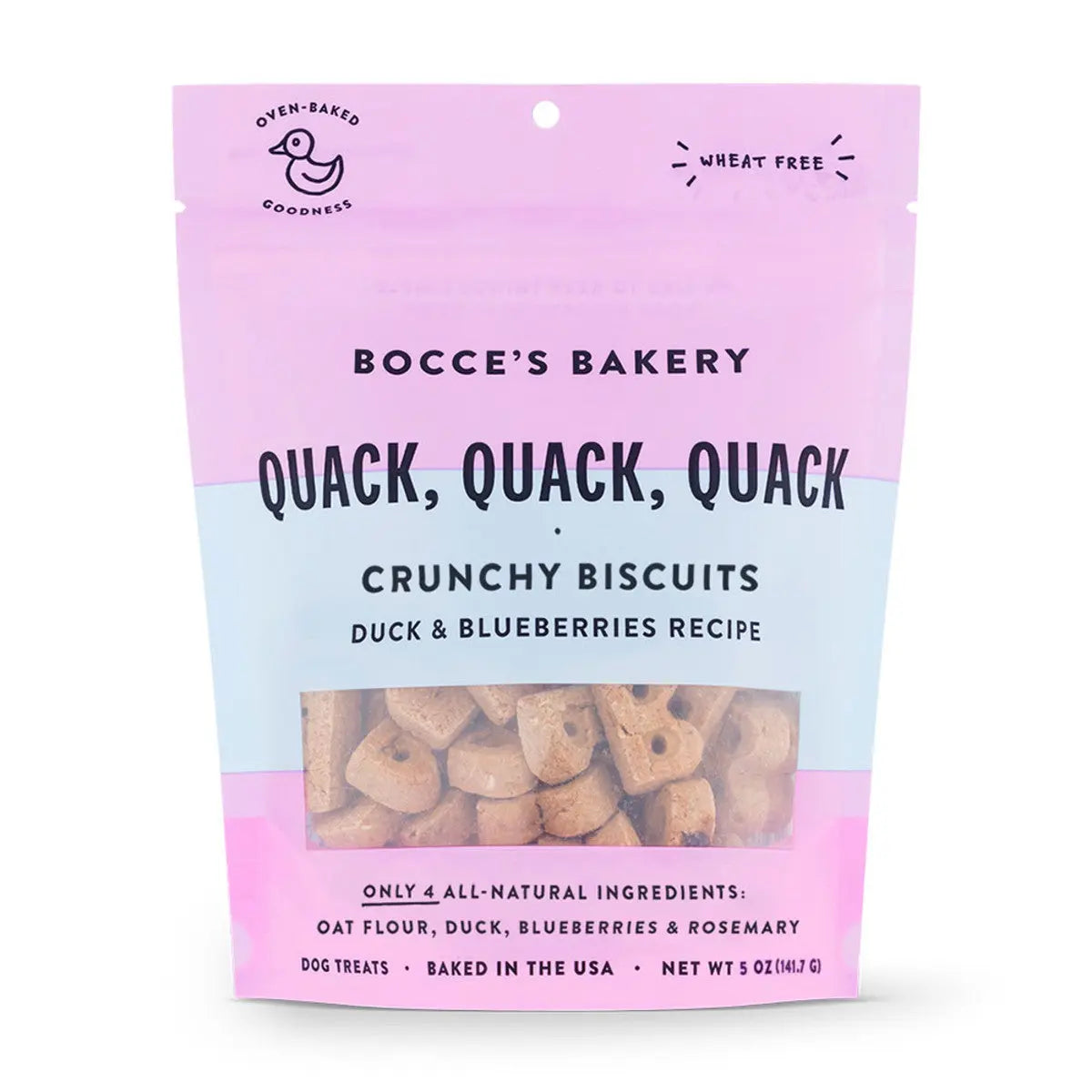 Bocce's Bakery 5-Ounce Biscuit Bags of Quack Quack Quack Dog Treats - Ideal Canine Snacks