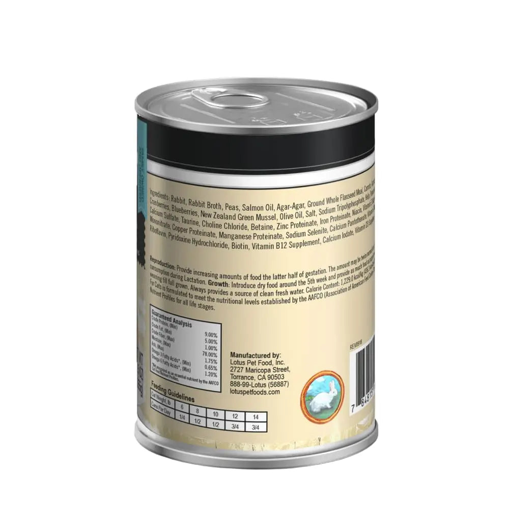 Lotus Premium Grain-Free Rabbit Pate Style Canned Cat Food for Feline Nutrition