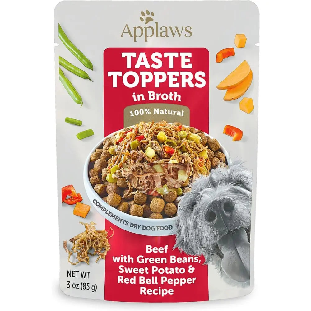 3-Ounce Beef with Green Beans, Sweet Potato & Red Pepper in Broth Pouch, 12 Pouches per Case - Premium Dog Food Topper