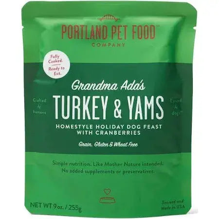 Portland Pet Food Company's Premium Grandma Ada's Homestyle Wet Dog Food with Real Turkey and Tender Yams, 8/9 oz