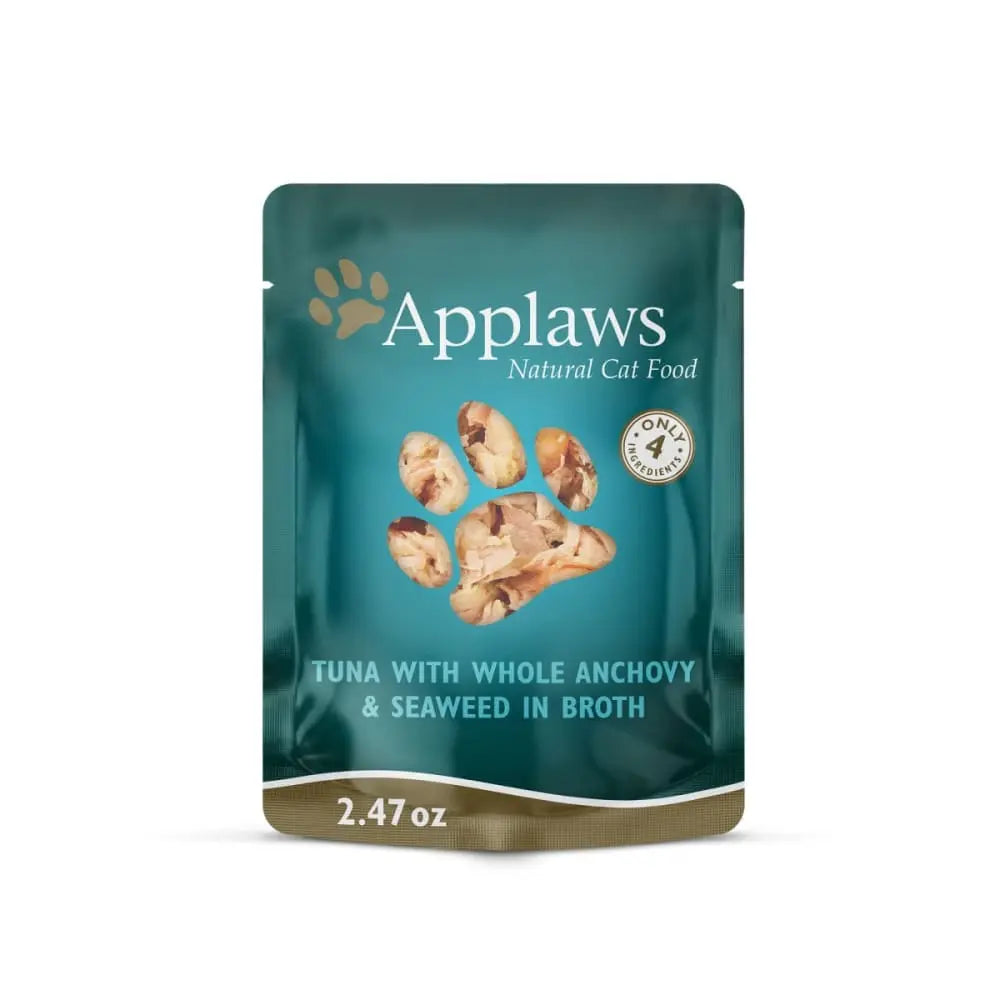 Applaws 12-Pack 2.47oz Wet Cat Food: Tuna, Whole Anchovy & Seaweed in Broth