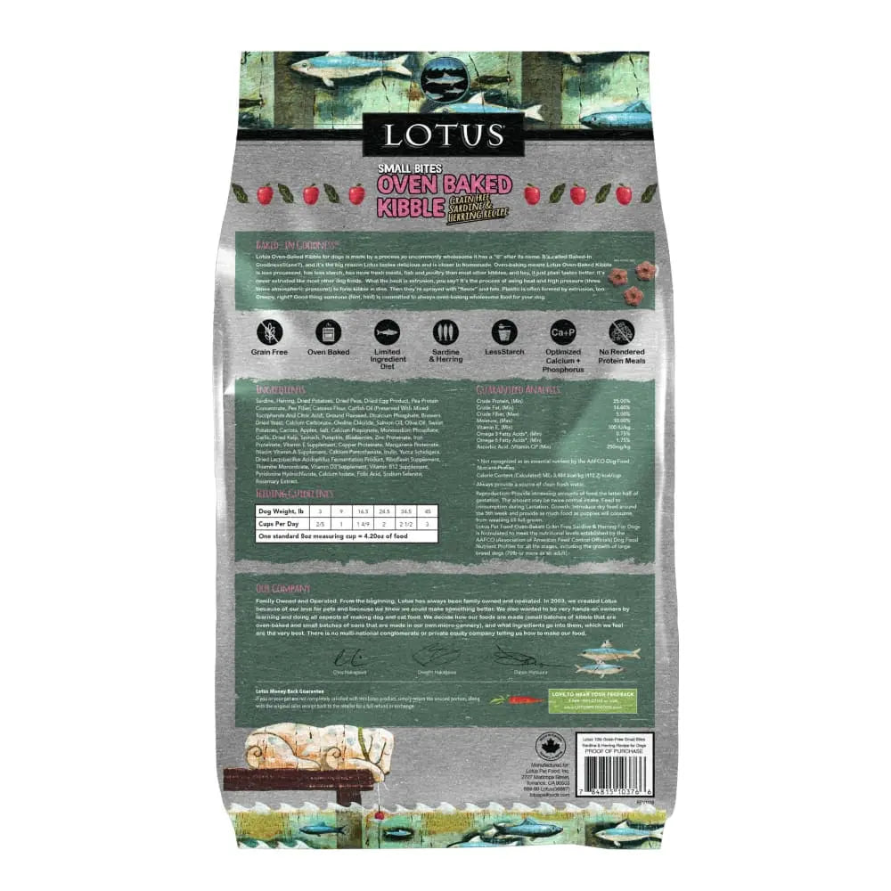 Grain-Free Sardine & Herring Recipe Lotus Oven-Baked Dry Dog Food for All Life Stages