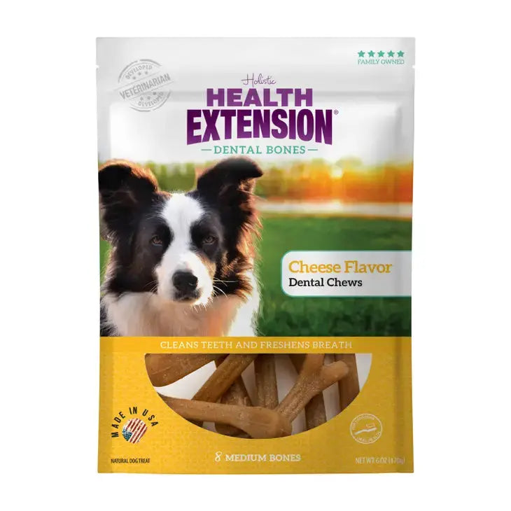Health Extension 5.9 oz Dental Dog Bones with Irresistible Cheese Flavor
