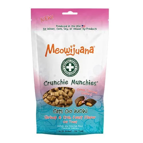 Meowijuana Premium Crunchy Cat Treats: A Delectable Shrimp and Crab Feast for Your Feline Friend