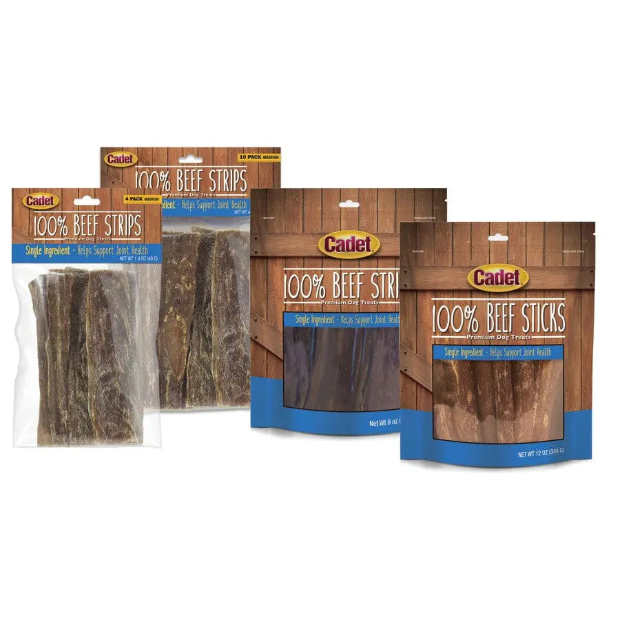 12 oz Cadet All - Natural Beef Esophagus Sticks, Ideal Dog Chew Treats