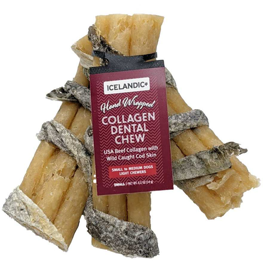 Icelandic Beef Collagen-Wrapped Fish Dental Chews for Dogs - 12 Pack