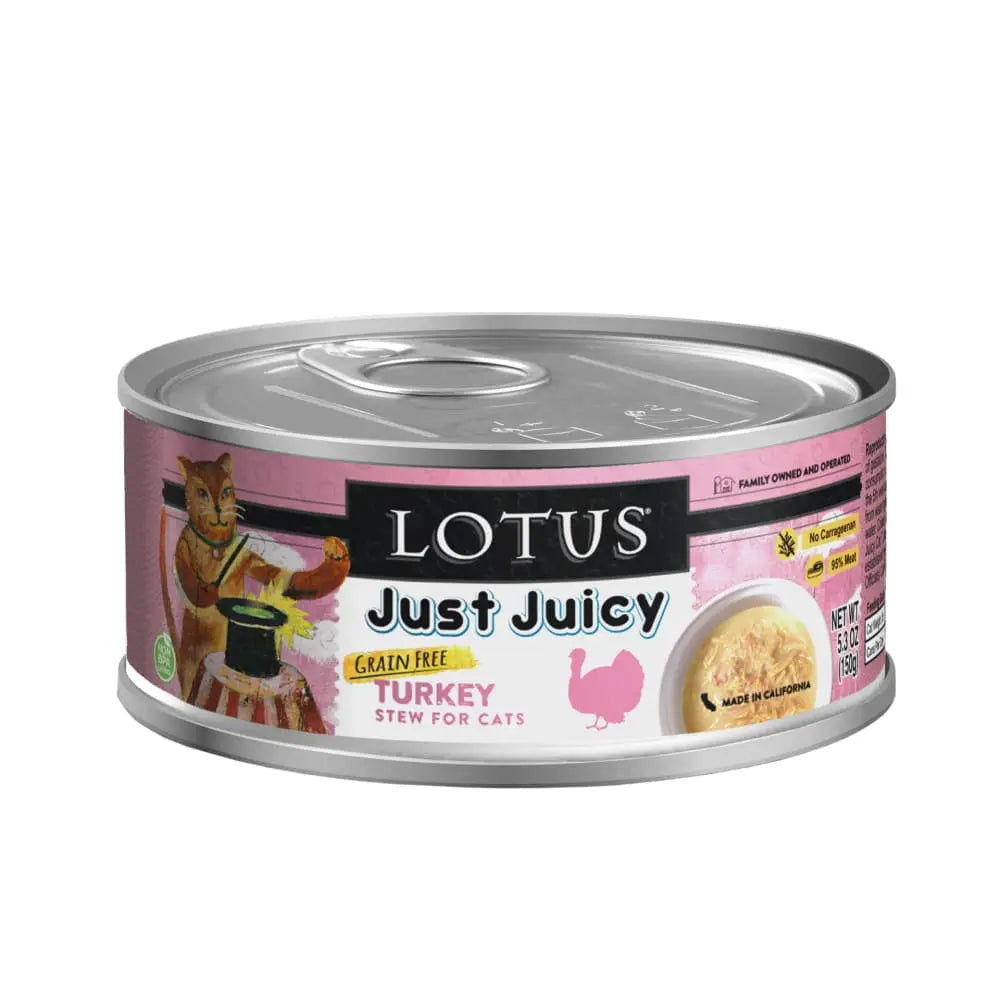 Lotus Premium Grain-Free Canned Cat Food: Just Juicy Turkey Stew for Felines of All Ages