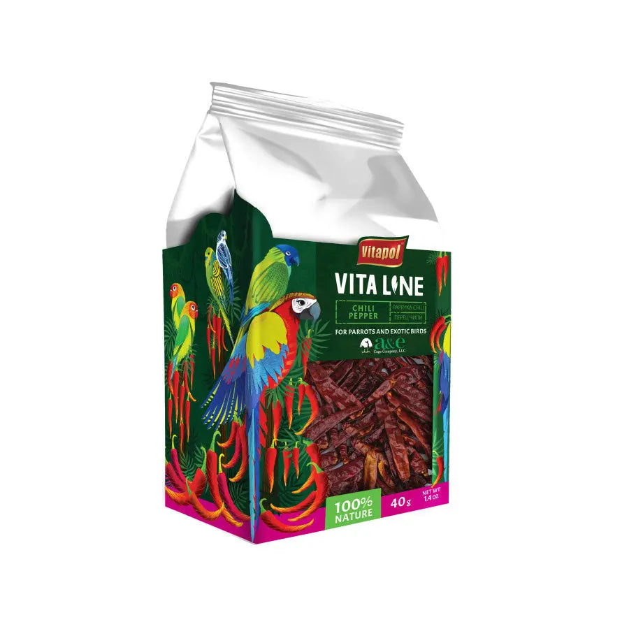 Vitapol Vita Line A & E Cages High - Quality Chili Pepper Treat for Parrots and Exotic Birds, 150 g