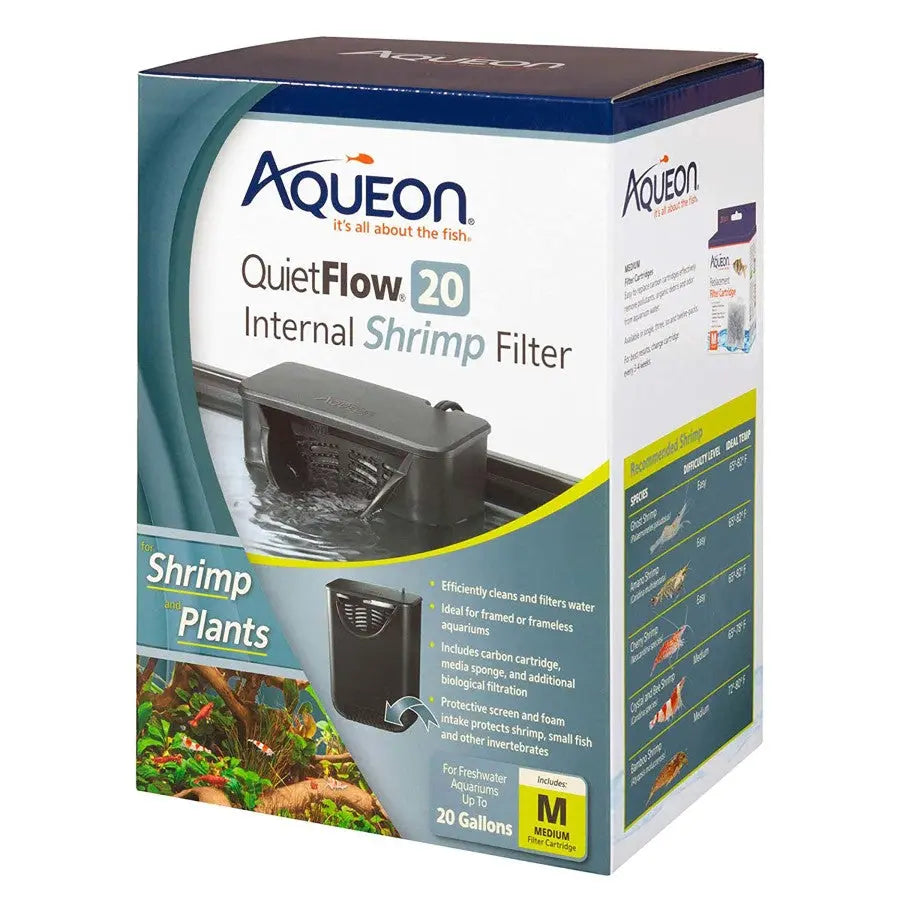 Aqueon QuietFlow Freshwater Internal Filter for Shrimp, Small Fish and Invertebrates