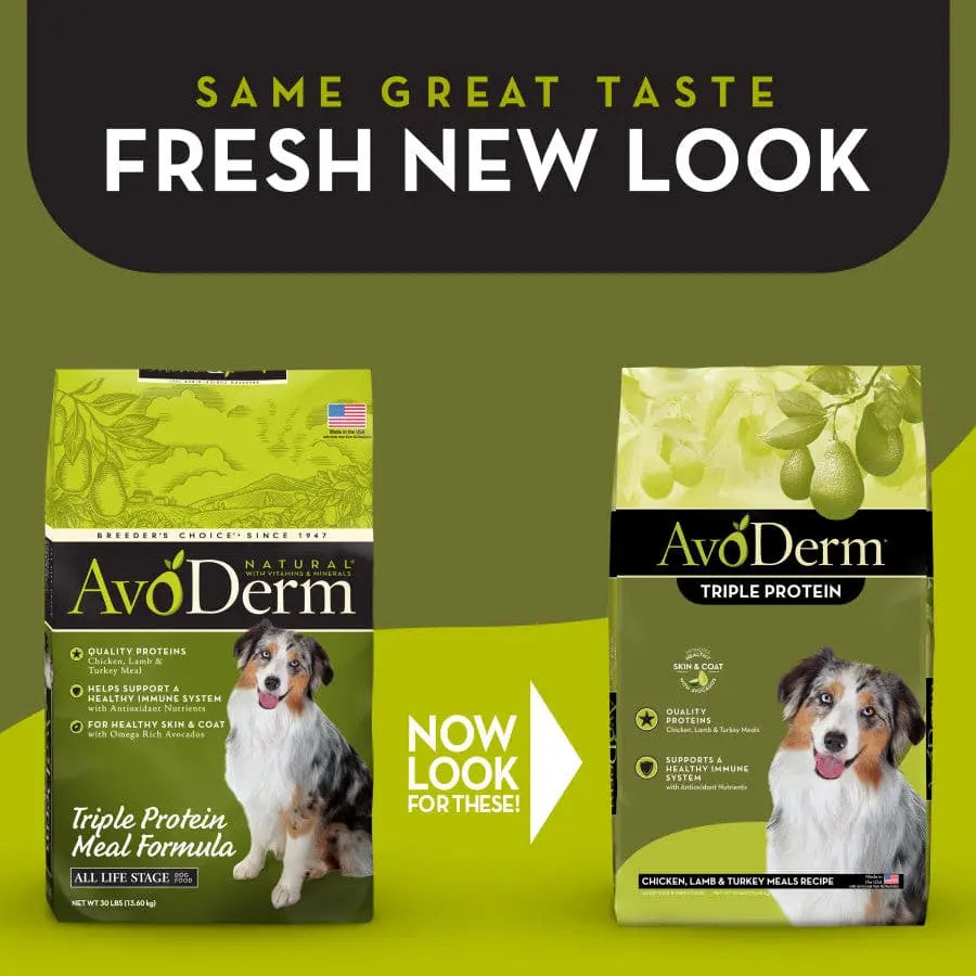 AvoDerm 30 lb Natural Dry Dog Food with Triple Protein Meal Formula