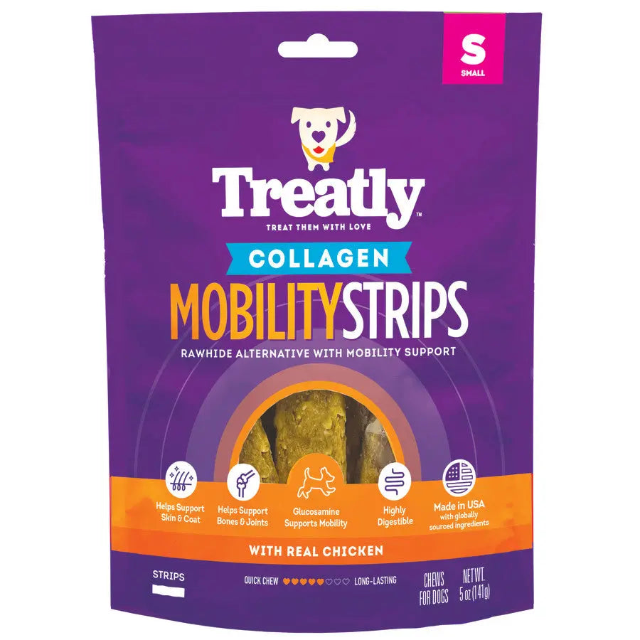Treatly Chicken-Flavored Collagen Mobility Strips Dog Treats, 5 Ounce Pack