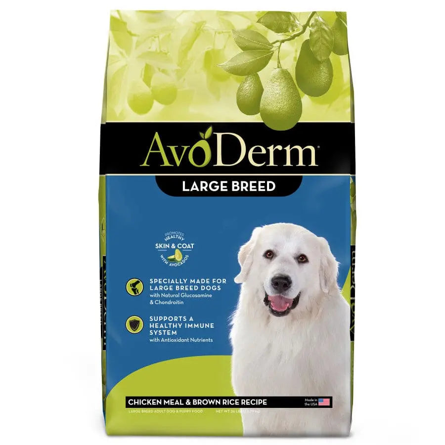 AvoDerm Premium Natural Chicken Meal and Brown Rice Formula Dry Dog Food Specially Designed for Large Breed Dogs