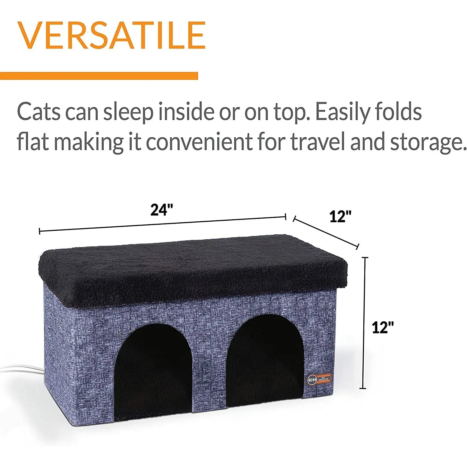 Stylish Gray Thermo-Kitty Duplex, 12 x 24 x 12 4W - Ideal Cat Shelter