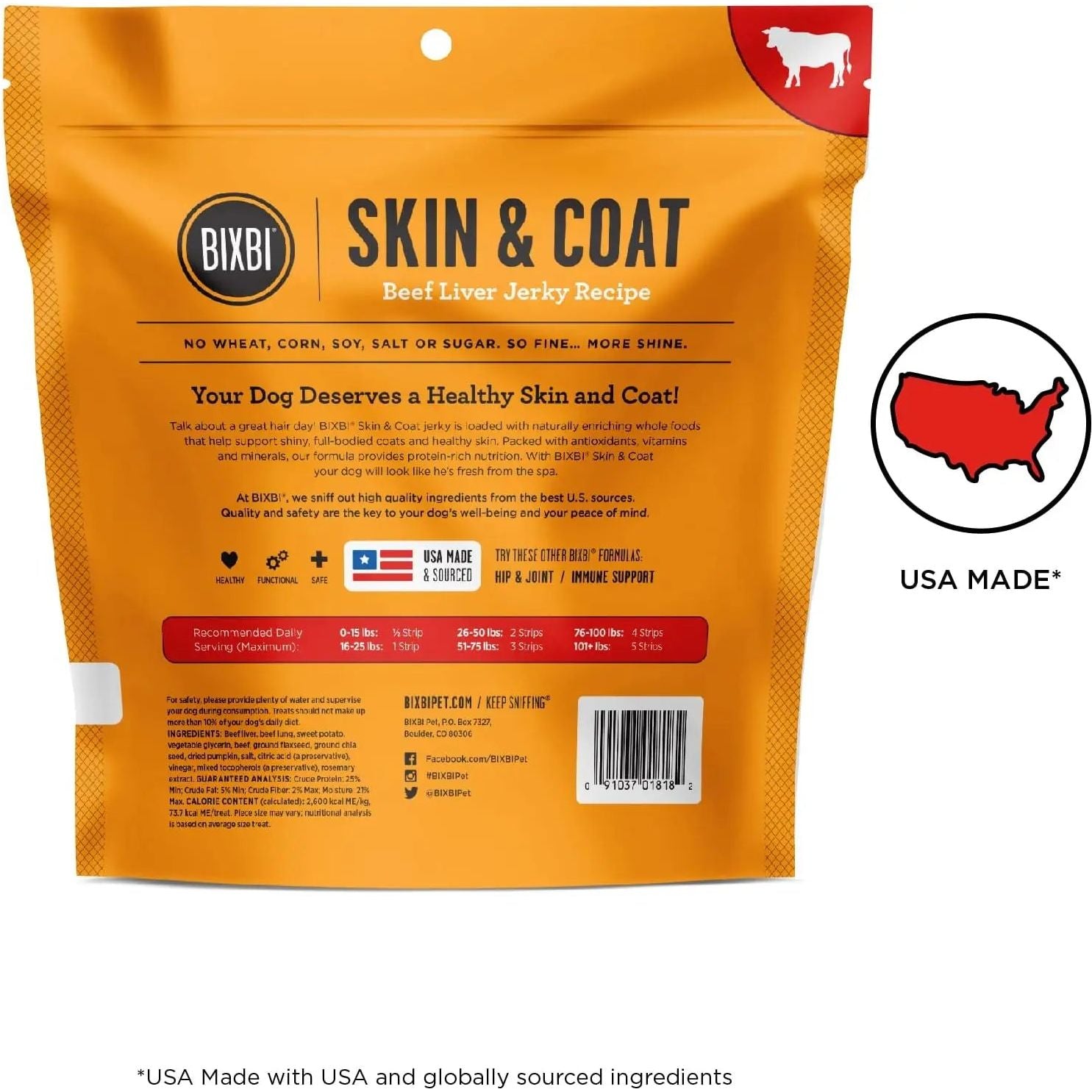 BIXBI Premium Grass - Fed Beef Jerky Dog Treats for Healthy Skin & Coat