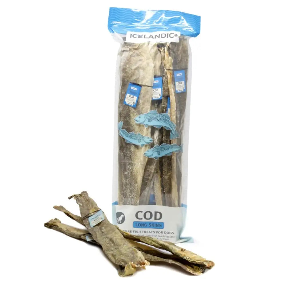 Premium Icelandic Cod Skin Long Strips Dog Treats - 20 Count Bag