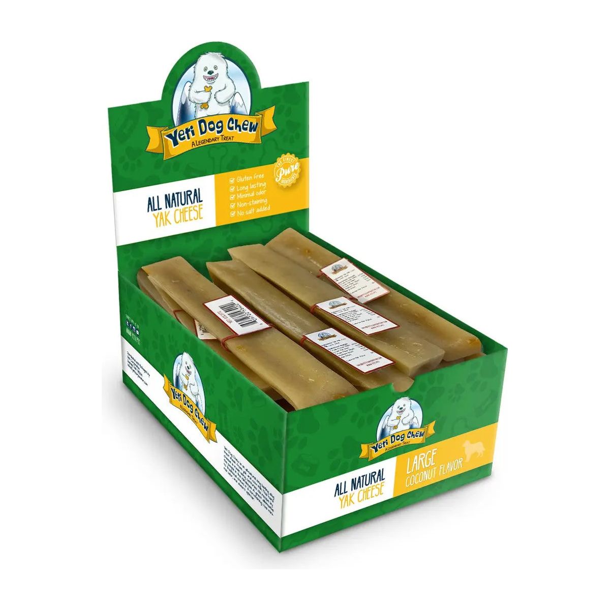 Yeti Premium All - Natural Large Yak Milk Cheese Dog Chews as Healthy Dog Treats