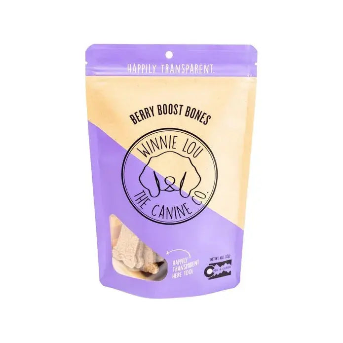 Winnie Lou 4 oz Grain - free Berry - flavored Boost Bones Dog Treats