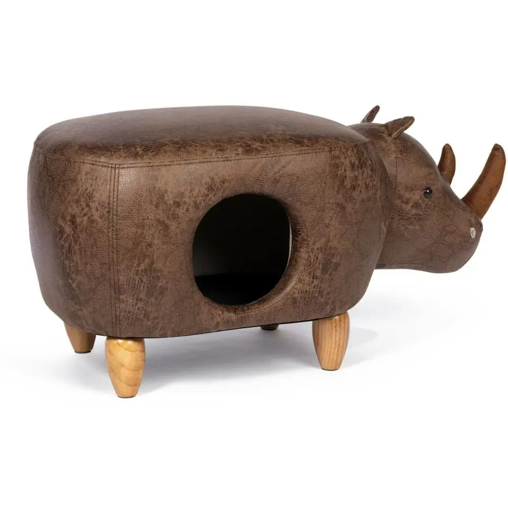 Prevue Pet Products Luxury Brown Faux - Leather Rhinoceros - Shaped Ottoman