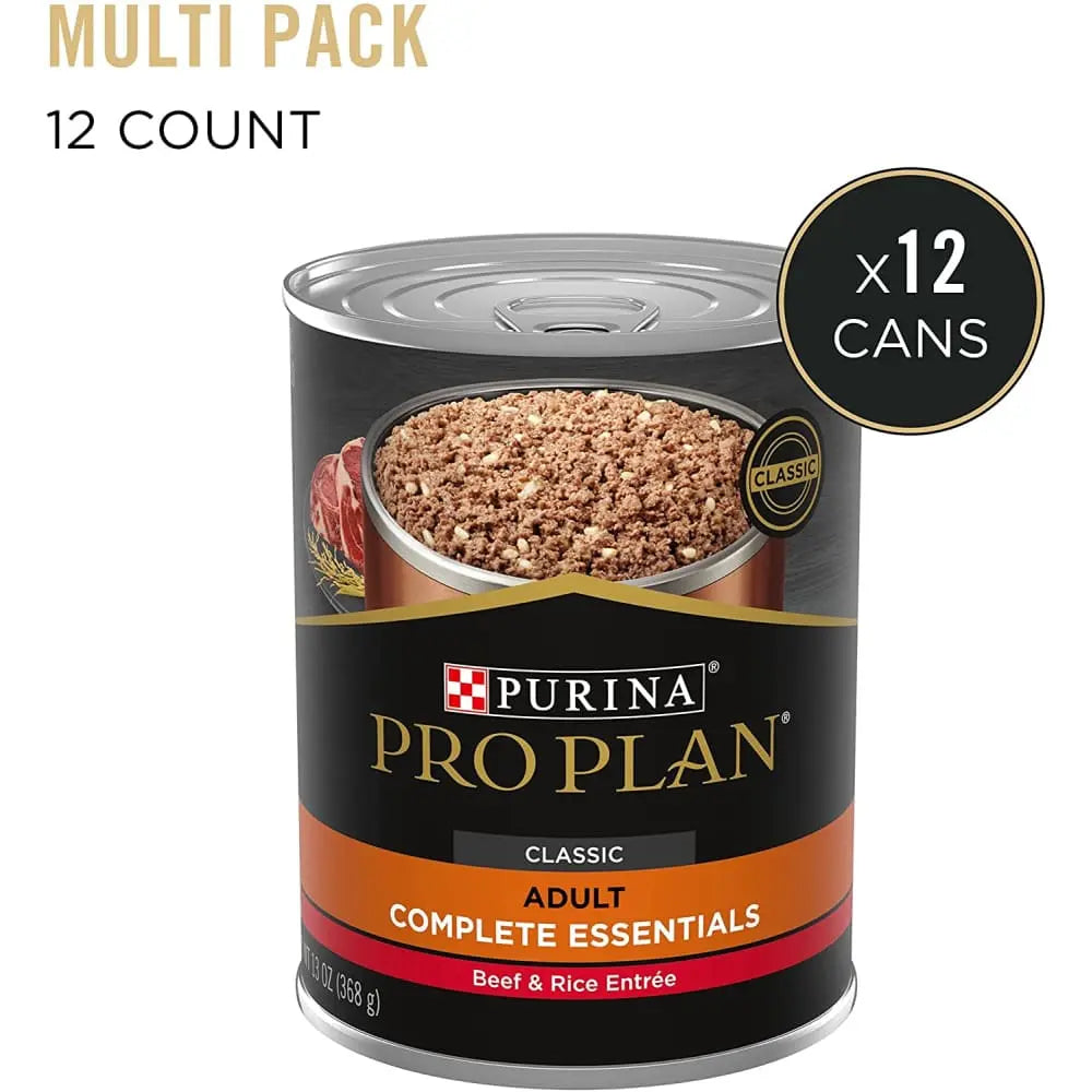 Purina Pro Plan Complete Essentials Classic Adult Wet Dog Food - Beef and Rice Entree, 12 / 13 oz Cans Pack